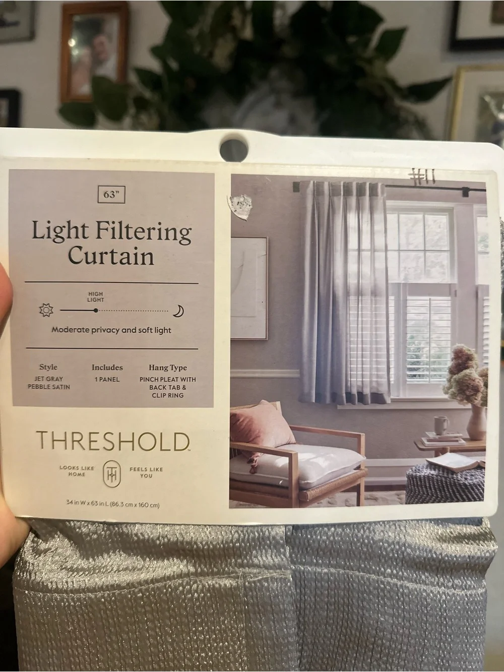 Threshold Light Filtering Curtain Panel in Gray